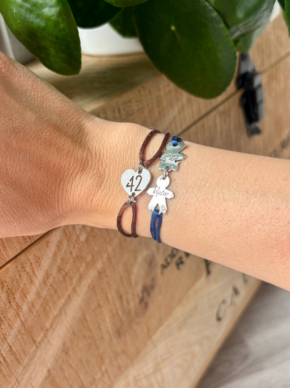 Bracelet 42 taupe coeur inox