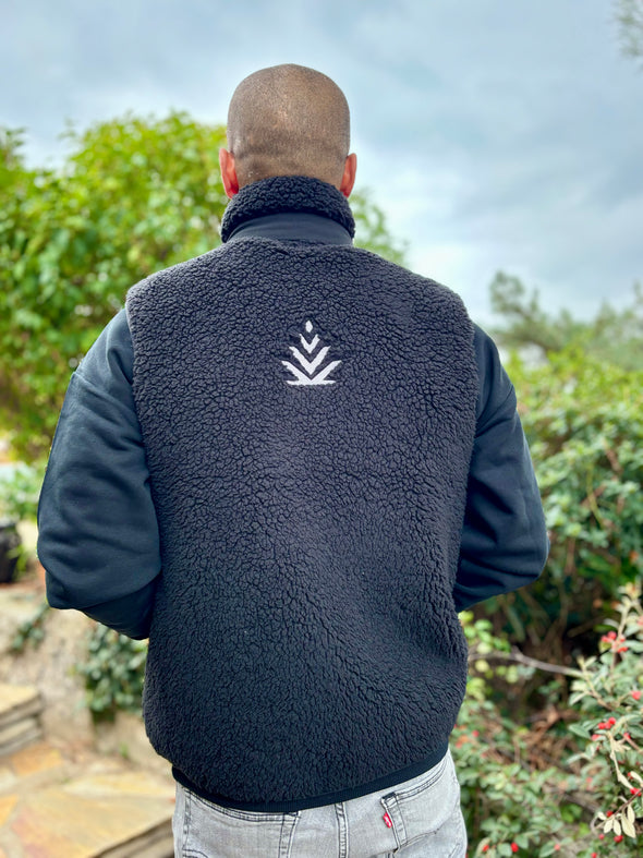 Veste mixte sans manche sherpa noir