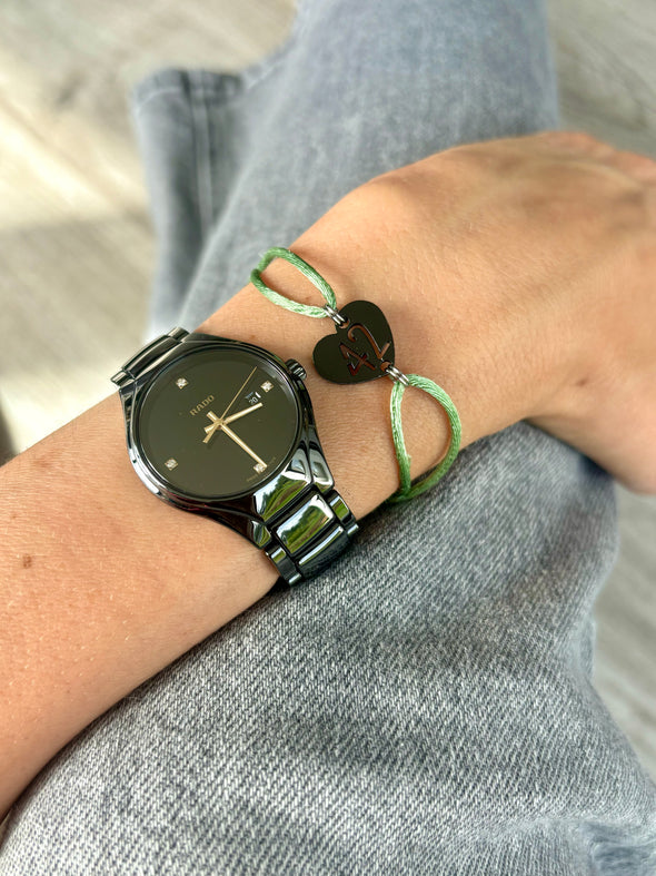 Bracelet 42 sauge coeur noir