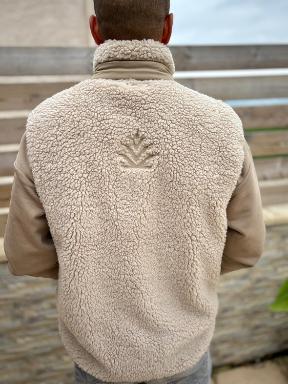 veste mixte sherpa sans manche sable