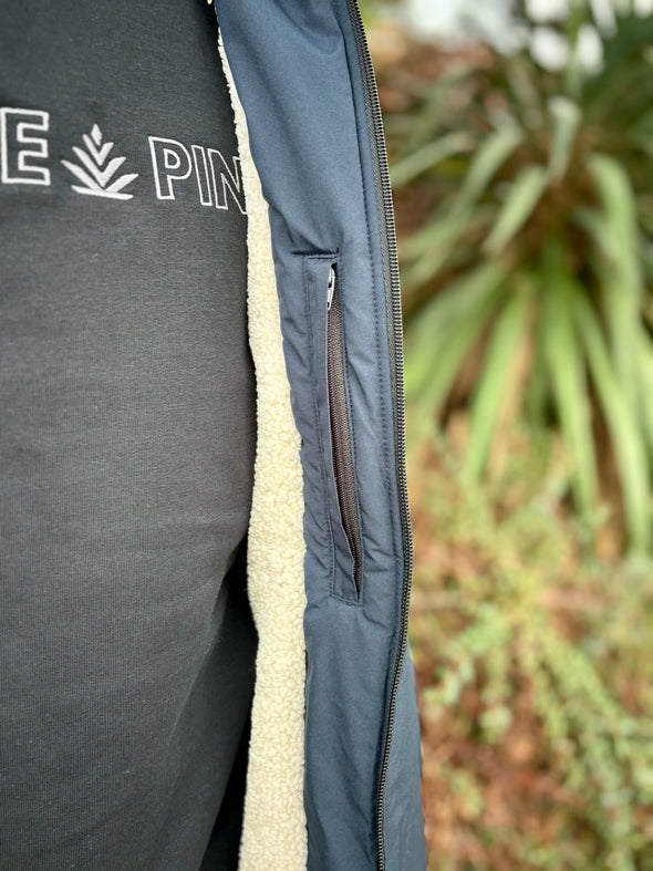 Coupe vent imperméable fourré sherpa mixte marine