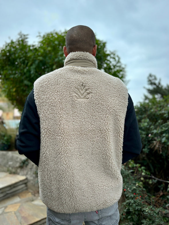 veste mixte sherpa sans manche sable