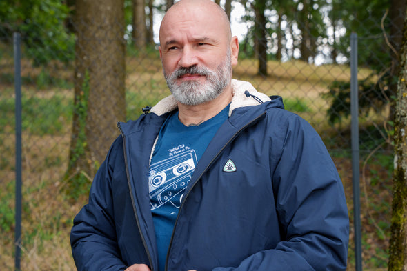 Coupe vent imperméable fourré sherpa mixte marine