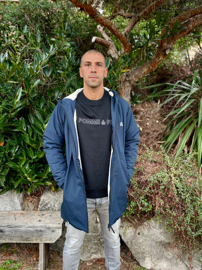 Coupe vent imperméable fourré sherpa mixte marine