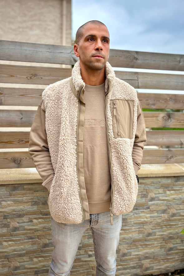 veste mixte sherpa sans manche sable