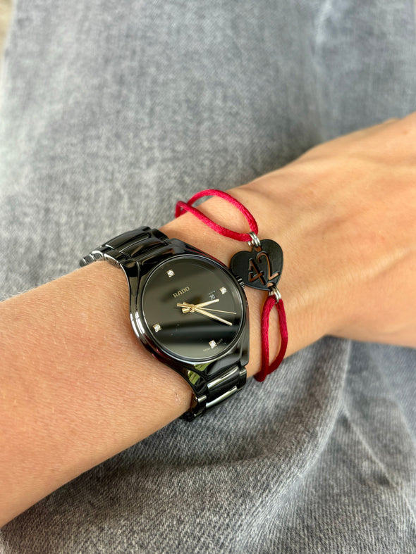 Bracelet bordeaux coeur noir