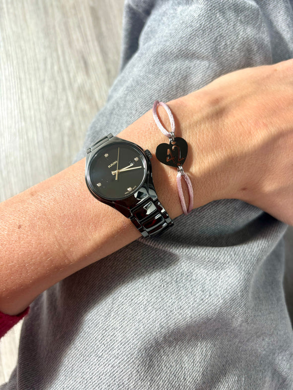 Bracelet 42 vieux rose coeur noir