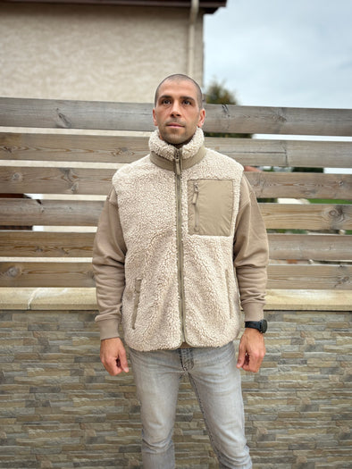 veste mixte sherpa sans manche sable
