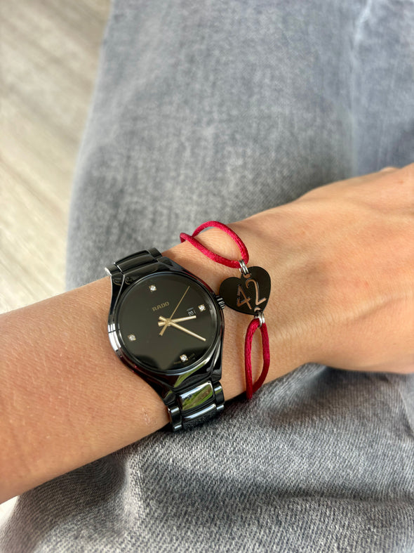 Bracelet bordeaux coeur noir