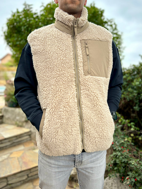 veste mixte sherpa sans manche sable