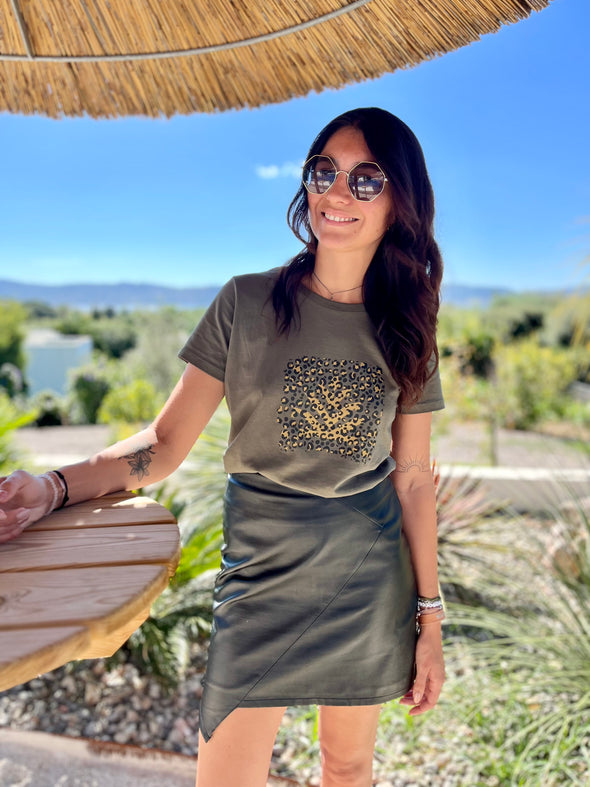 Tee-shirt carré léopard