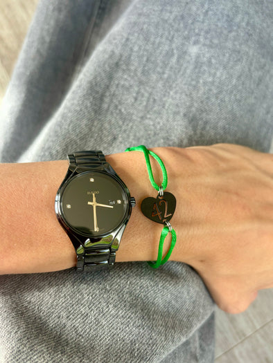 Bracelet 42 vert coeur noir