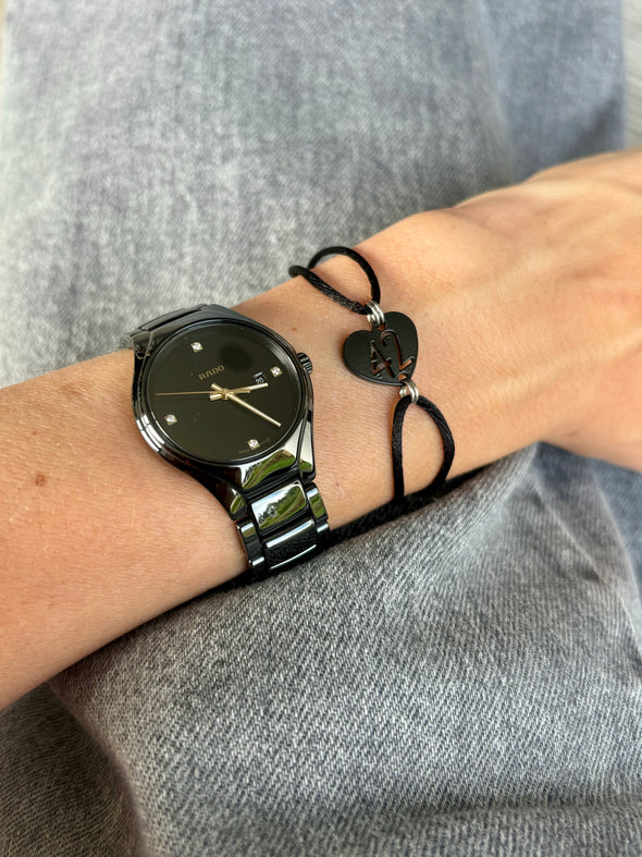 Bracelet 42 noir coeur noir