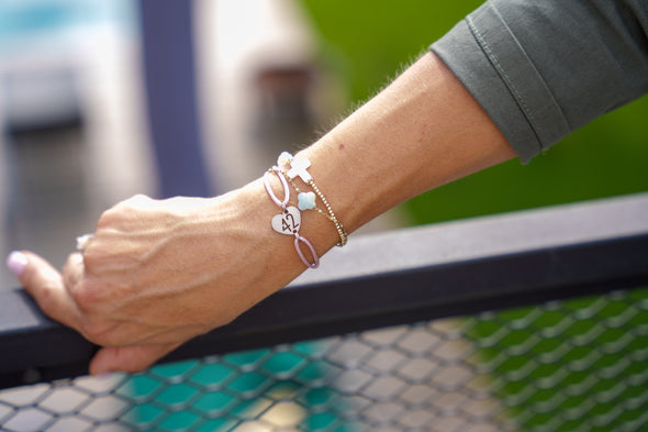 Bracelet 42 vieux rose coeur inox
