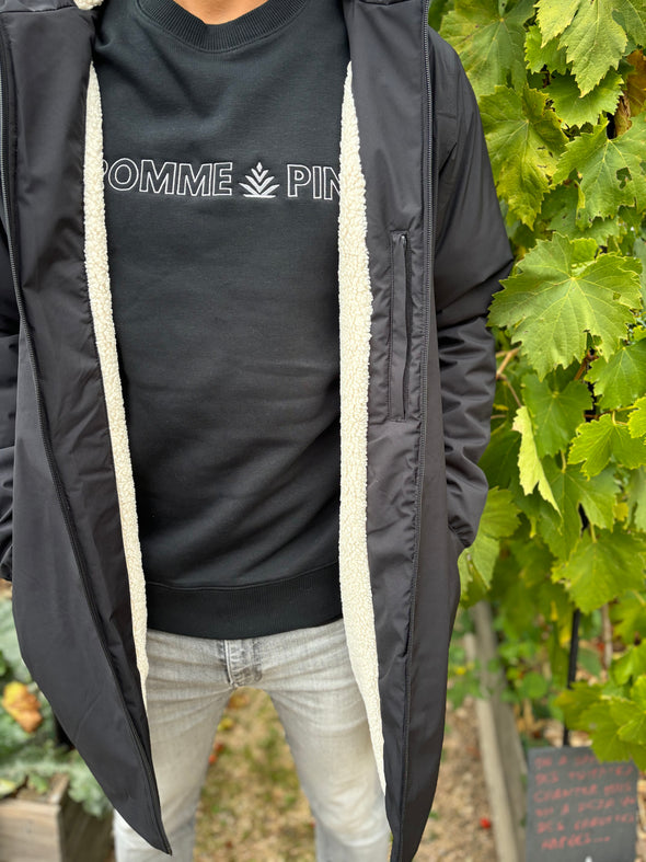 Coupe vent imperméable fourré sherpa mixte noir