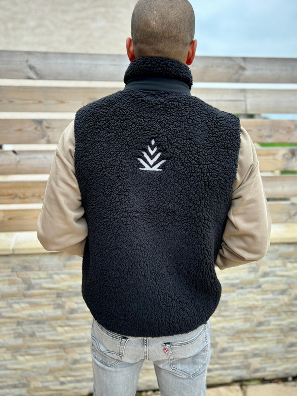Veste mixte sans manche sherpa noir