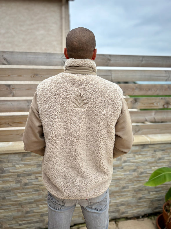 veste mixte sherpa sans manche sable