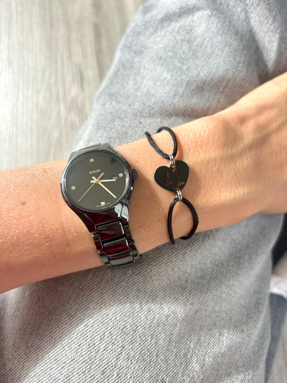 Bracelet 42 noir coeur noir
