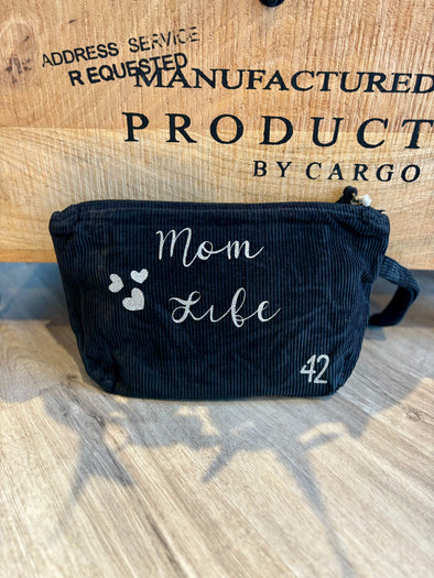 Pochette velours mom life noir