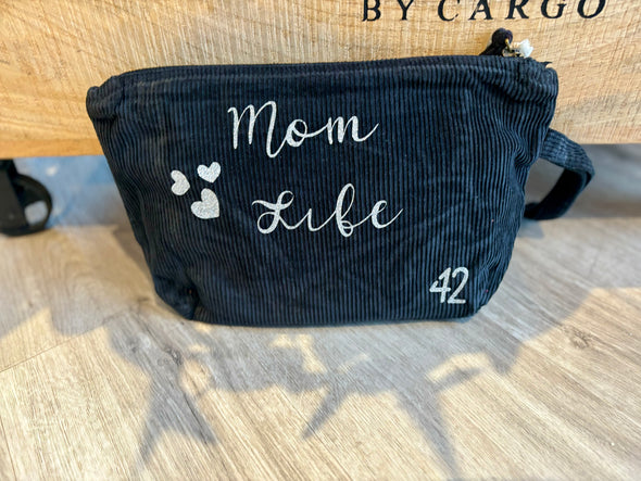 Pochette velours mom life noir