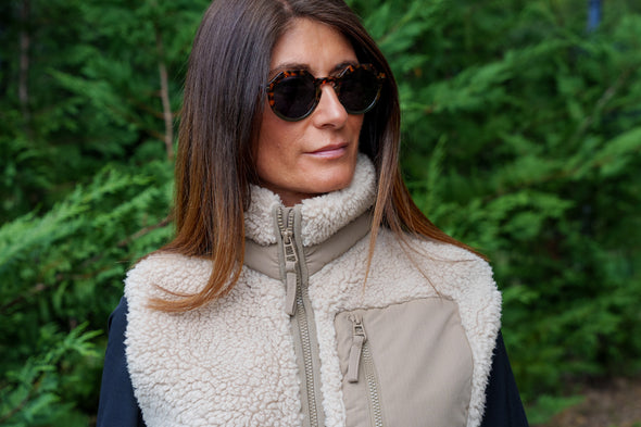 veste mixte sherpa sans manche sable