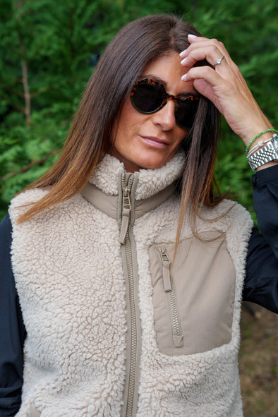 veste mixte sherpa sans manche sable
