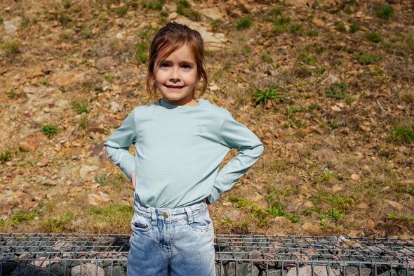 Tee-shirt manches longues sauge enfant mixte