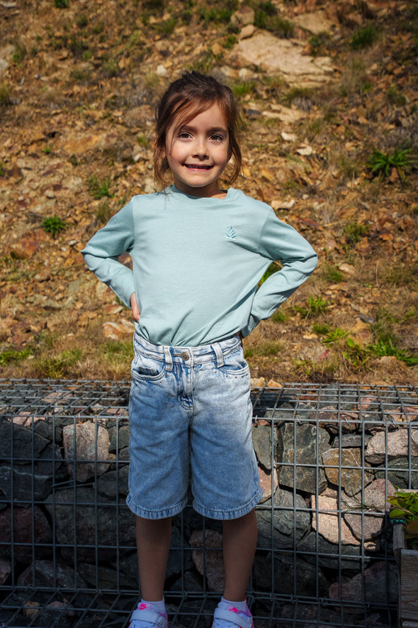 Tee-shirt manches longues sauge enfant mixte
