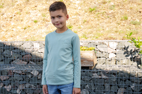 Tee-shirt manches longues sauge enfant mixte