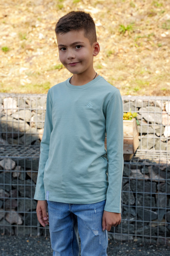 Tee-shirt manches longues sauge enfant mixte