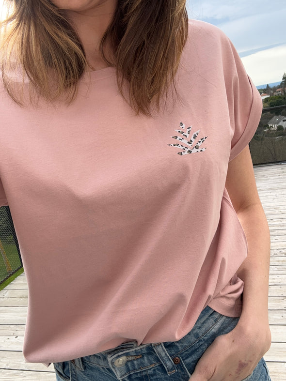 Tee-shirt femme léopard rose