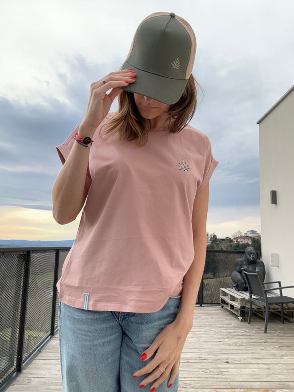 Tee-shirt femme léopard rose