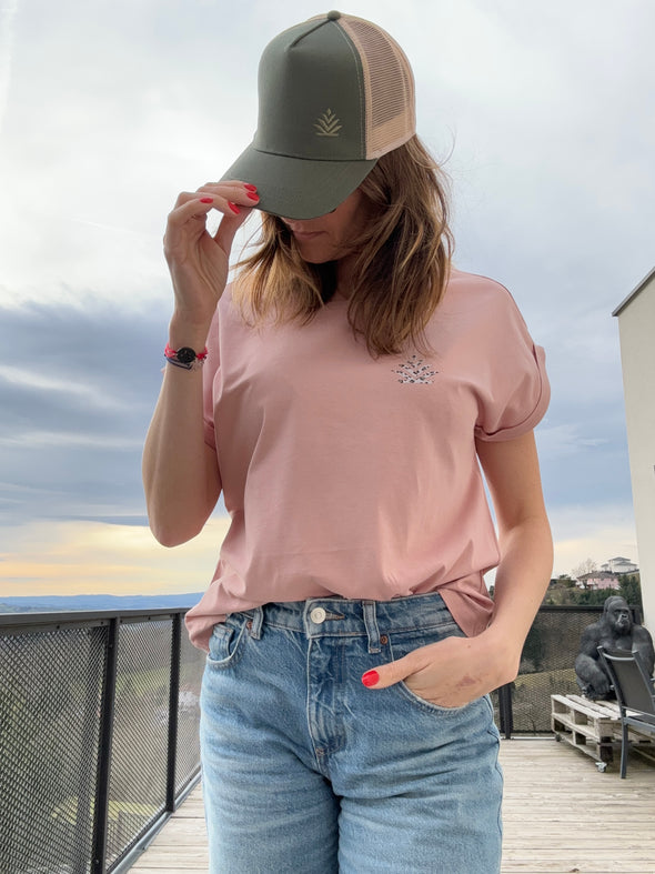 Tee-shirt femme léopard rose