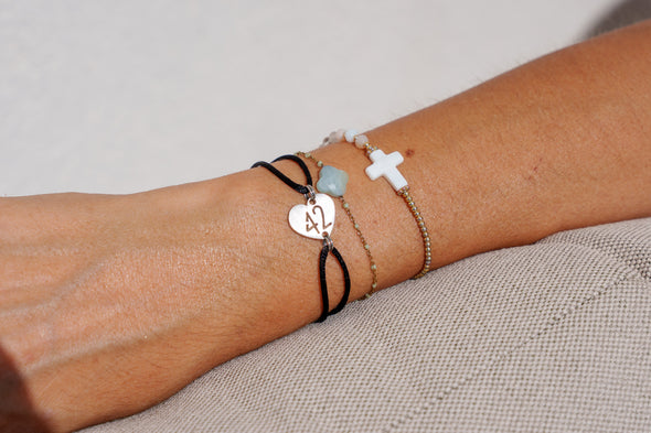 Bracelet 42 noir coeur inox