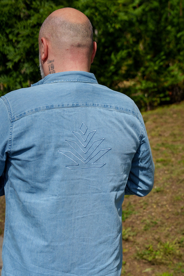 Chemise jean bleu homme