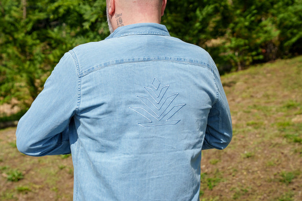 Chemise jean bleu homme