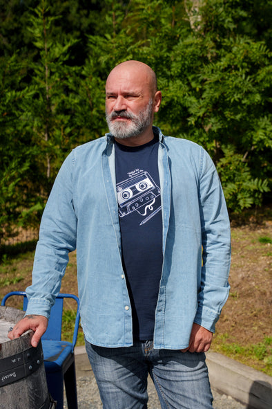 Chemise jean bleu homme