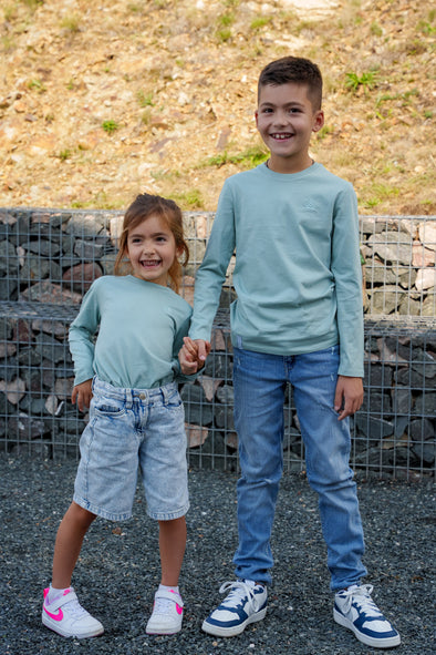 Tee-shirt manches longues sauge enfant mixte