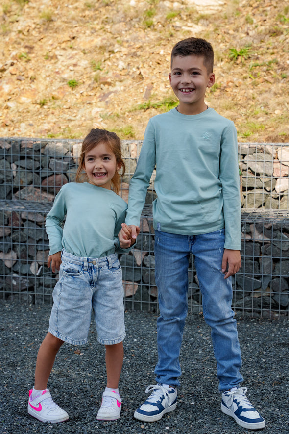 Tee-shirt manches longues sauge enfant mixte