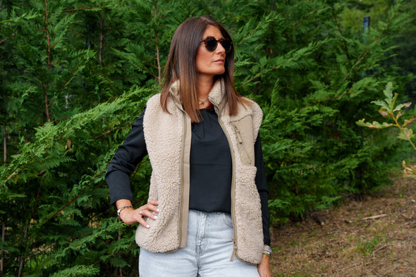 veste mixte sherpa sans manche sable