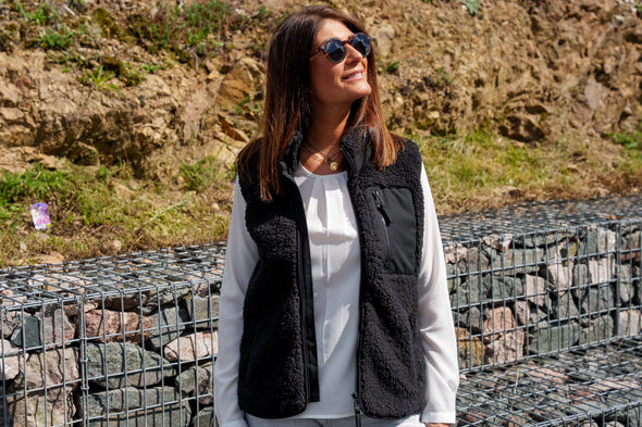 Veste mixte sans manche sherpa noir