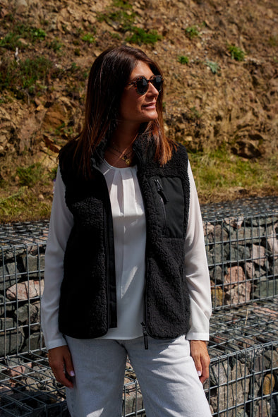 Veste mixte sans manche sherpa noir