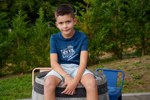 Tee-shirt cassette pétrole enfant