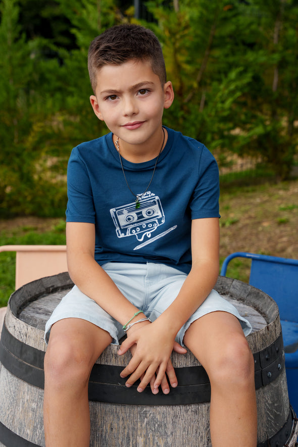Tee-shirt cassette pétrole enfant