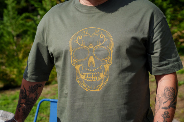 Tee-shirt oversize tête de mort kaki