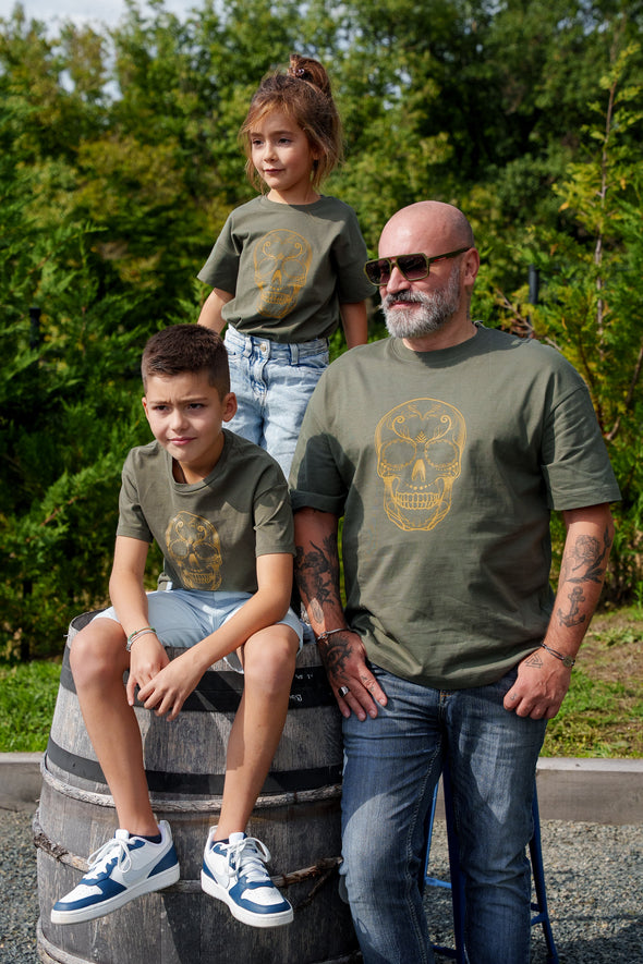 Tee-shirt oversize tête de mort kaki