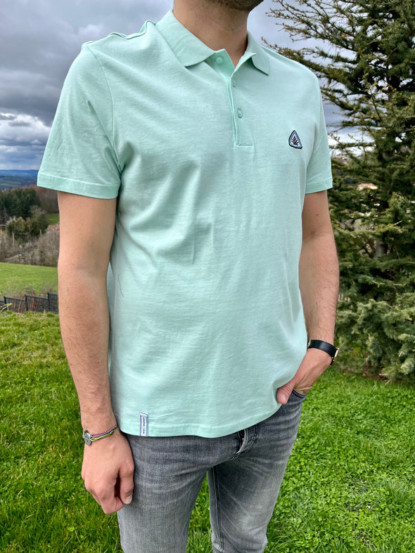 Polo homme fin jersey turquoise